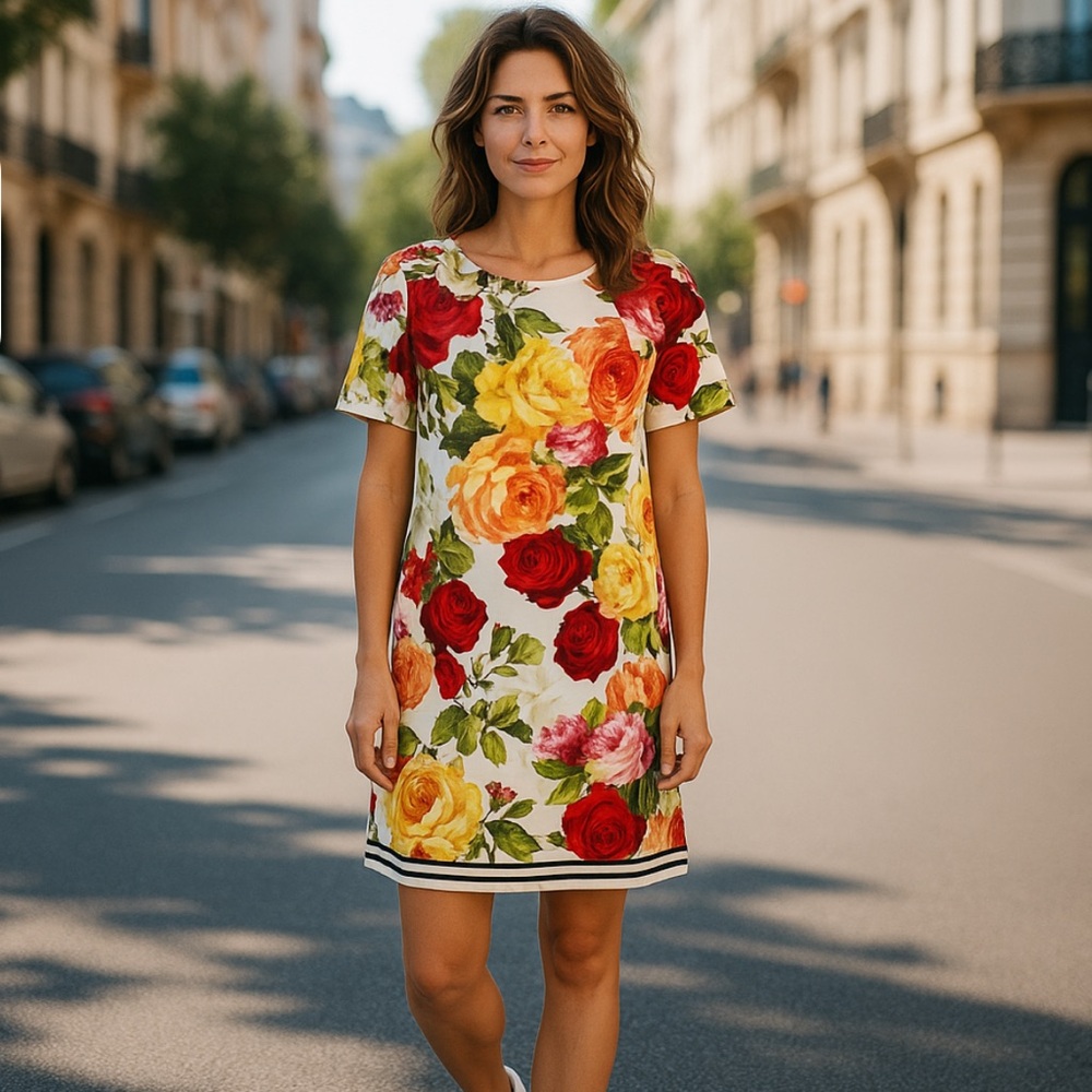 Gabby Skye beautiful summer dress! New white with bold floral design !
